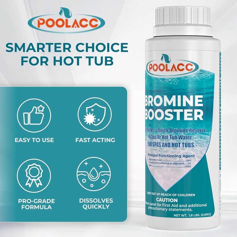 POOLACC 1.8LB Bromine Booster for Hot Tubs & Spas | Fast-Acting Sodium Bromide to Build Bromide Reserve | Compatible with Bromine Sanitizers | Bromine Tablets Companion | Reduce Chemical Use & Odor - Image 3